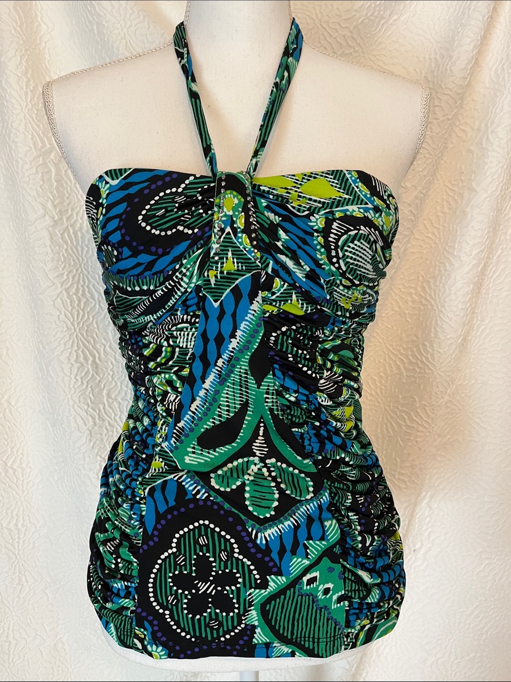 XOXO Green Blue Black Halter Top